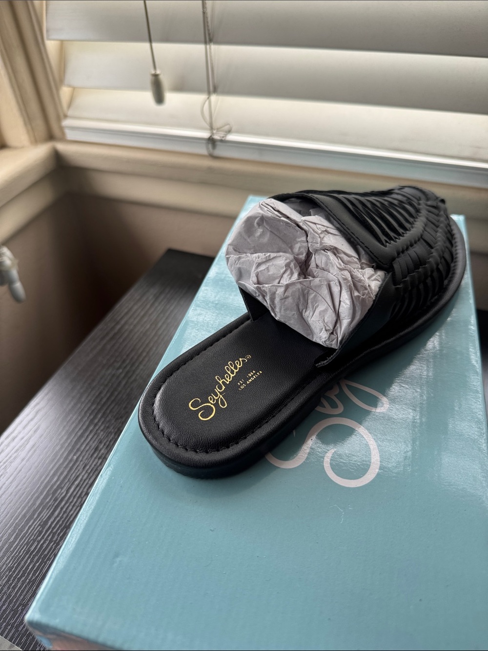 Seychelles Black Woven Leather Slip-On Mule for women - Picture 2 of 4